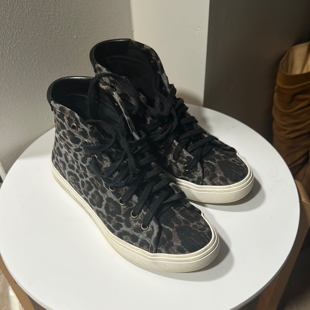 Saint Laurent Black and Brown Patterned High-Top Sneakers